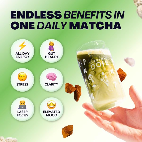 Everyday Dose Mushroom Matcha+ Ceremonial Grade Matcha Powder - Japanese Tea With Grass-Fed Collagen, Lion's Mane, Chaga, L-Theanine - For Better Focus, Energy, Digestion and Immunity - 30 Servings - Image 3